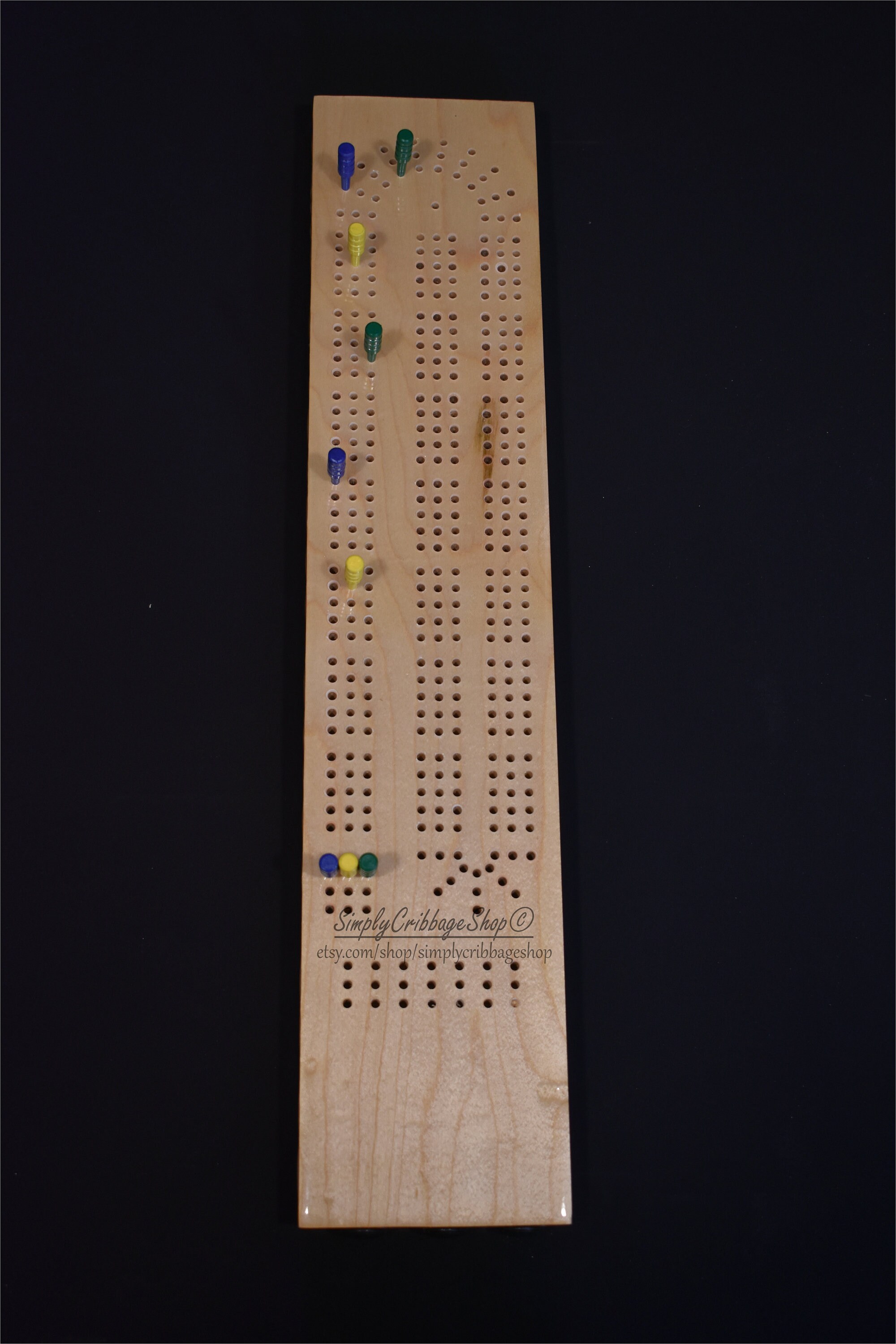 Maple Cribbage Board, 3 Man Cribbage Board, Cribbage, Cribbage Board
