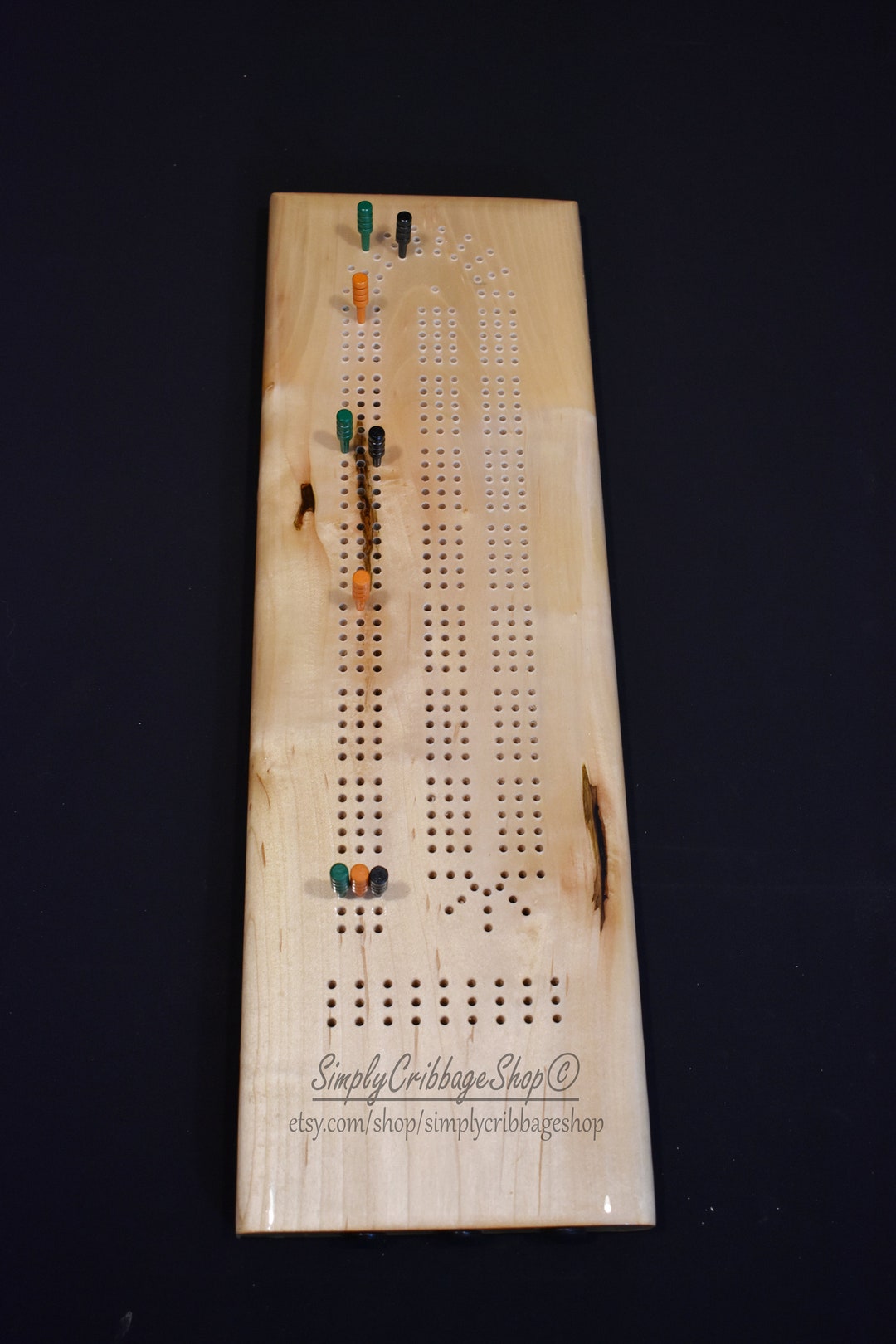 Oak Cribbage Board, 3 Man Cribbage Board, Cribbage Board, Cribbage