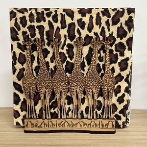 Serviettenhalter aus Holz Giraffe Square Frame