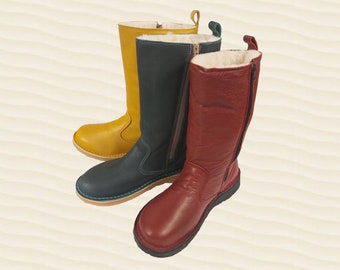 Warm handmade mid-calf Sutherland genuine leather winter boots