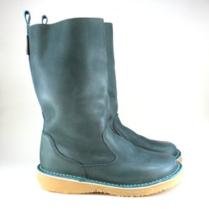 Warm handmade mid-calf Shante genuine leather winter boots Green