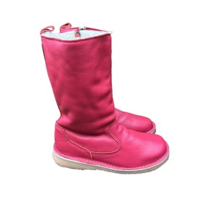 Warm handmade mid-calf Shante genuine leather winter boots Cerise