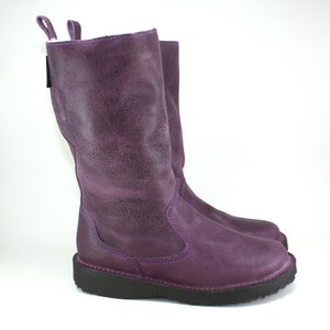 Warm handmade mid-calf Shante genuine leather winter boots Purple