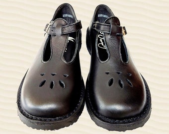 Handgefertigter Mary Jane Dollie Black & Choc Damenschuh