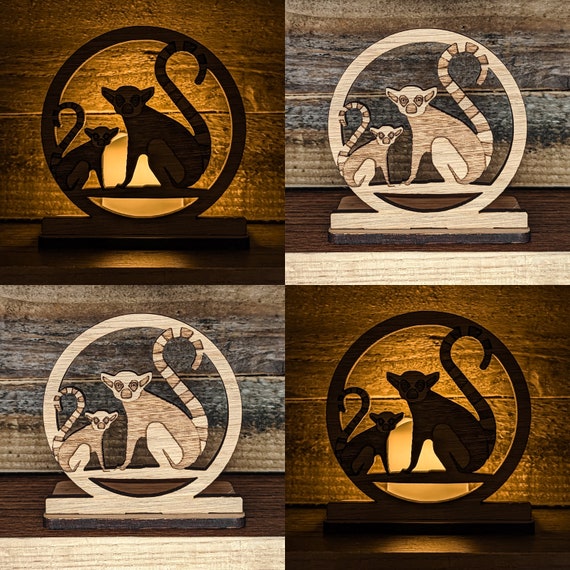 小さなワオキツネザルの木製ティーライトキャンドルホルダー - Etsy 日本