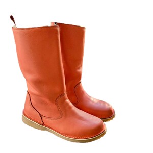 Warm handmade mid-calf Shante genuine leather winter boots Coral