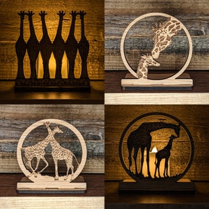 SMALL Giraffe Wooden Tealight Candle Holders