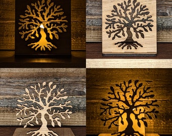 SMALL Tree of Life Wooden Tealight Candle Holder