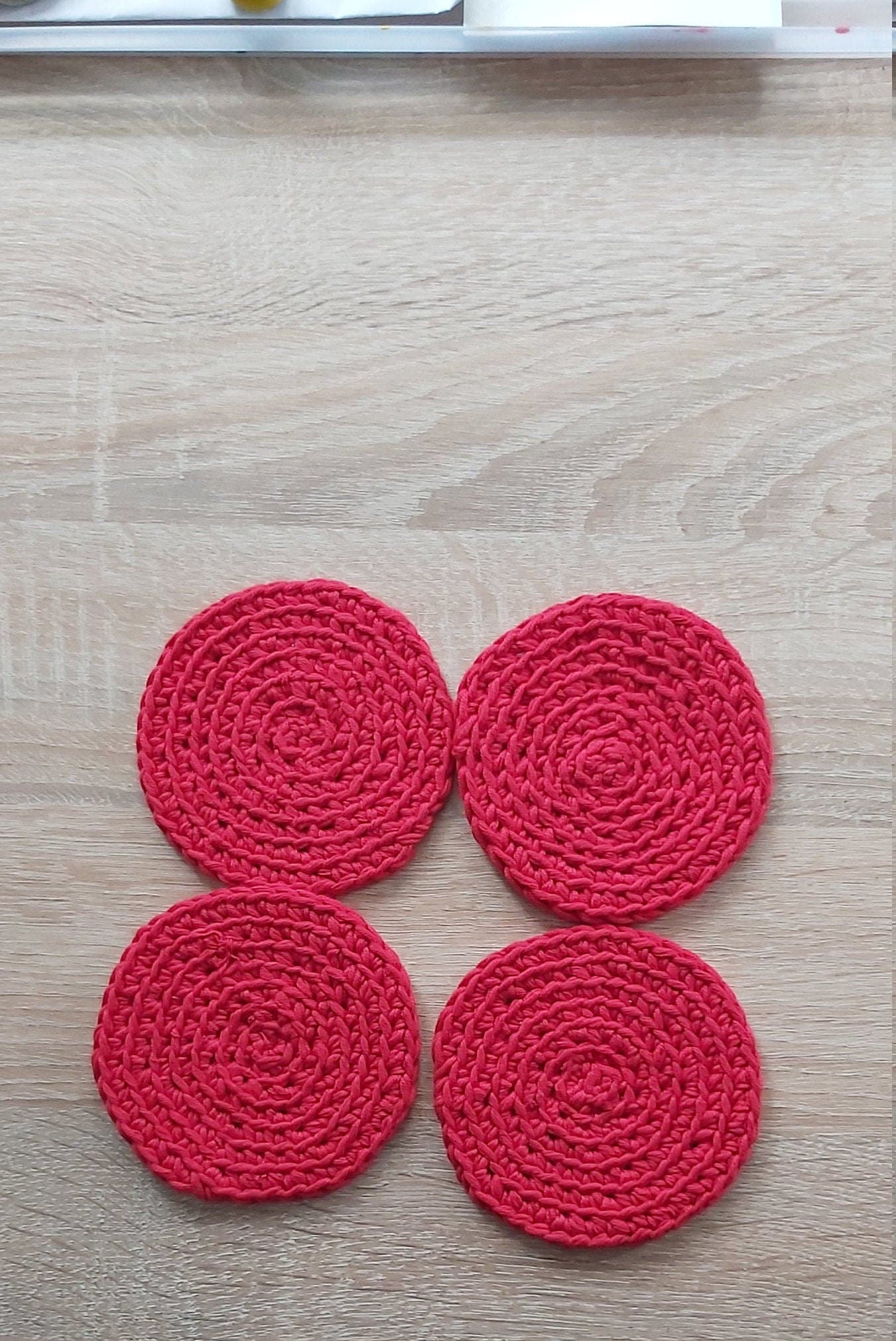 Knit coasters crochet set on 4 coasters hand made eco cotton Etsy