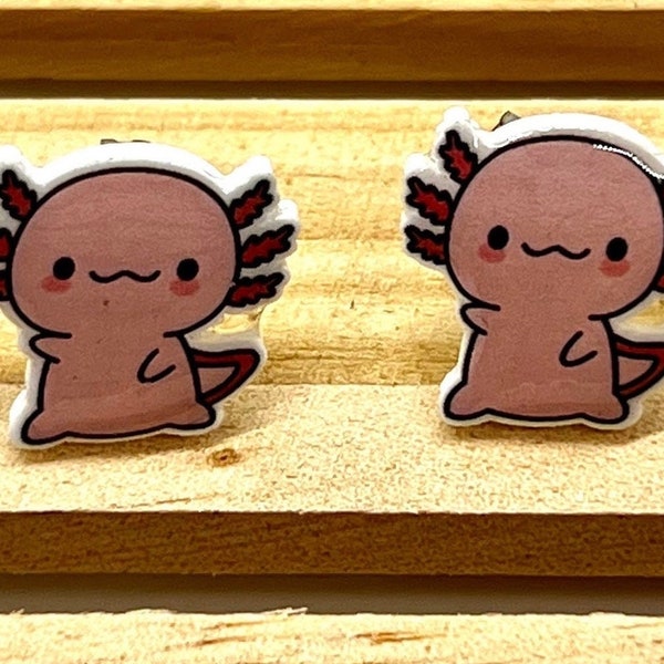 Waving Axolotl Stud Earrings