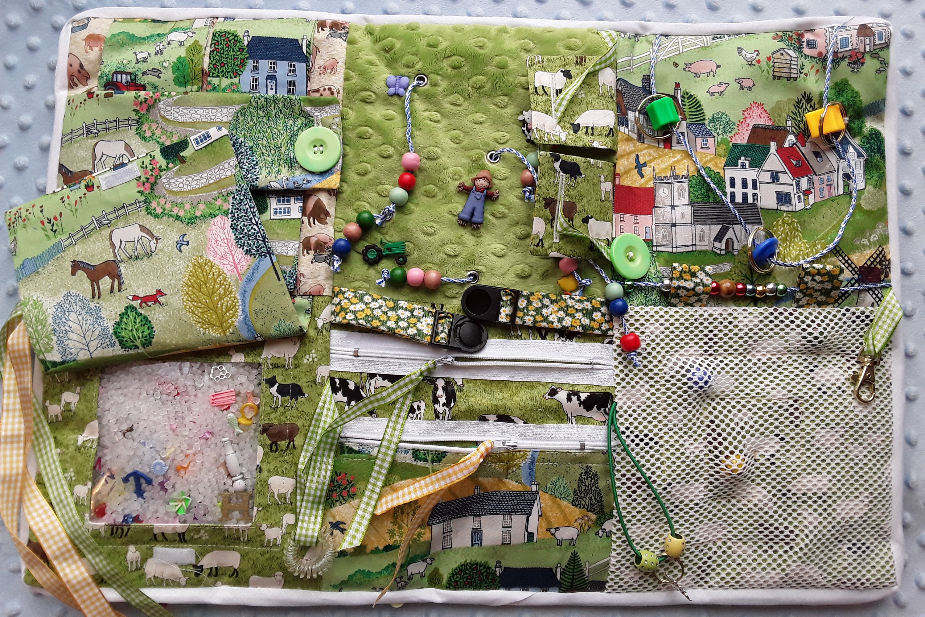 Village Life,Alzheimer fidget Blanket, Autism calming mat. ADHD activ…