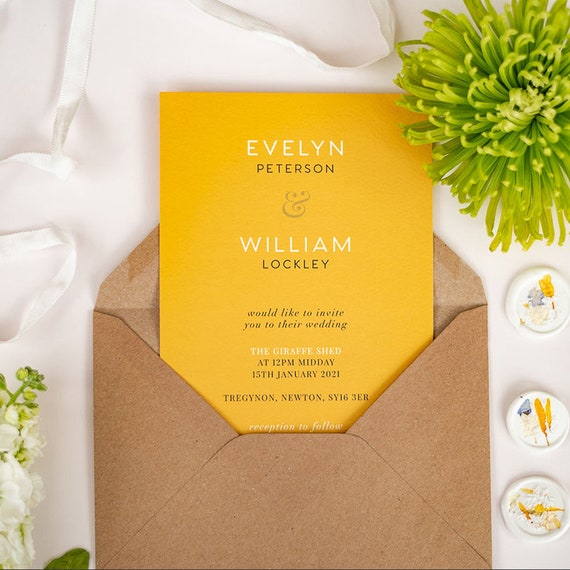 Gelbe Hochzeitseinladung Fruhling Hochzeit Einladen Mit Etsy