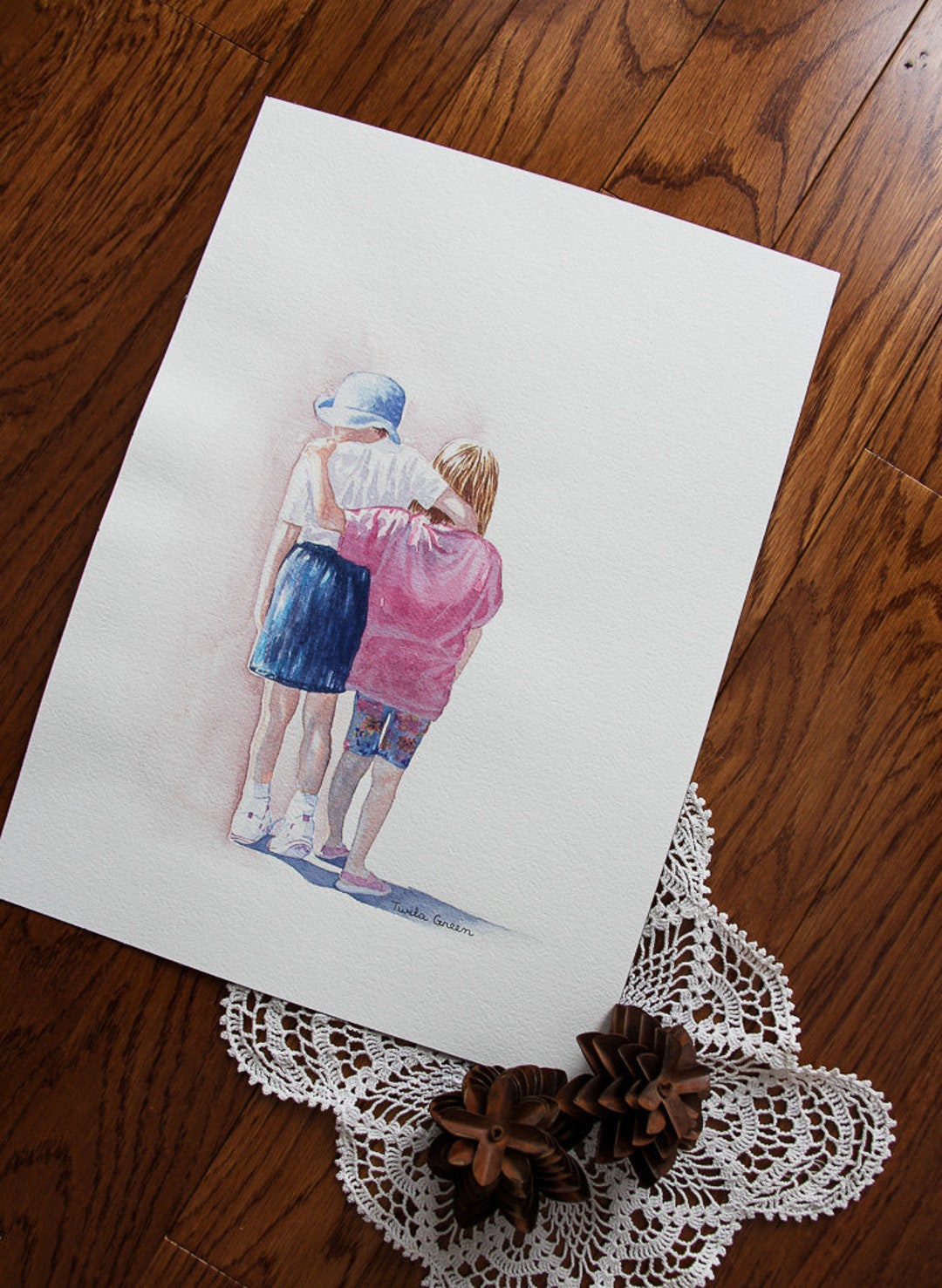 Two Young Girls Walking Together / Friends Sharing a Moment / Original ...