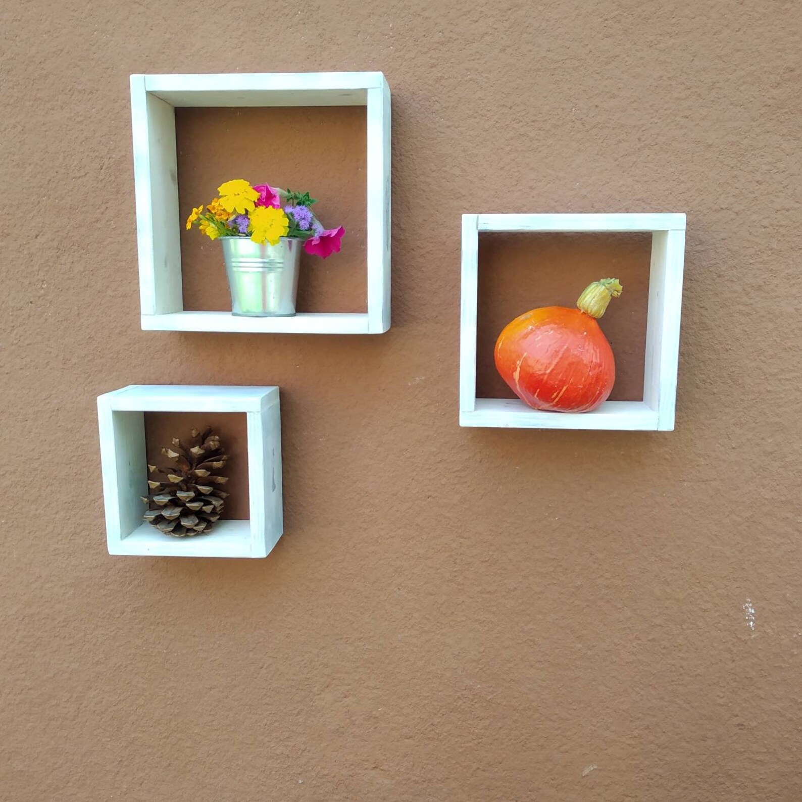 Quadratische schwimmende Holz antike weiße Regale mit | Etsy