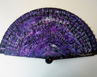 HAND PAINTED FAN Ecological Product Violet Fan includes gift organza case. Can be customized