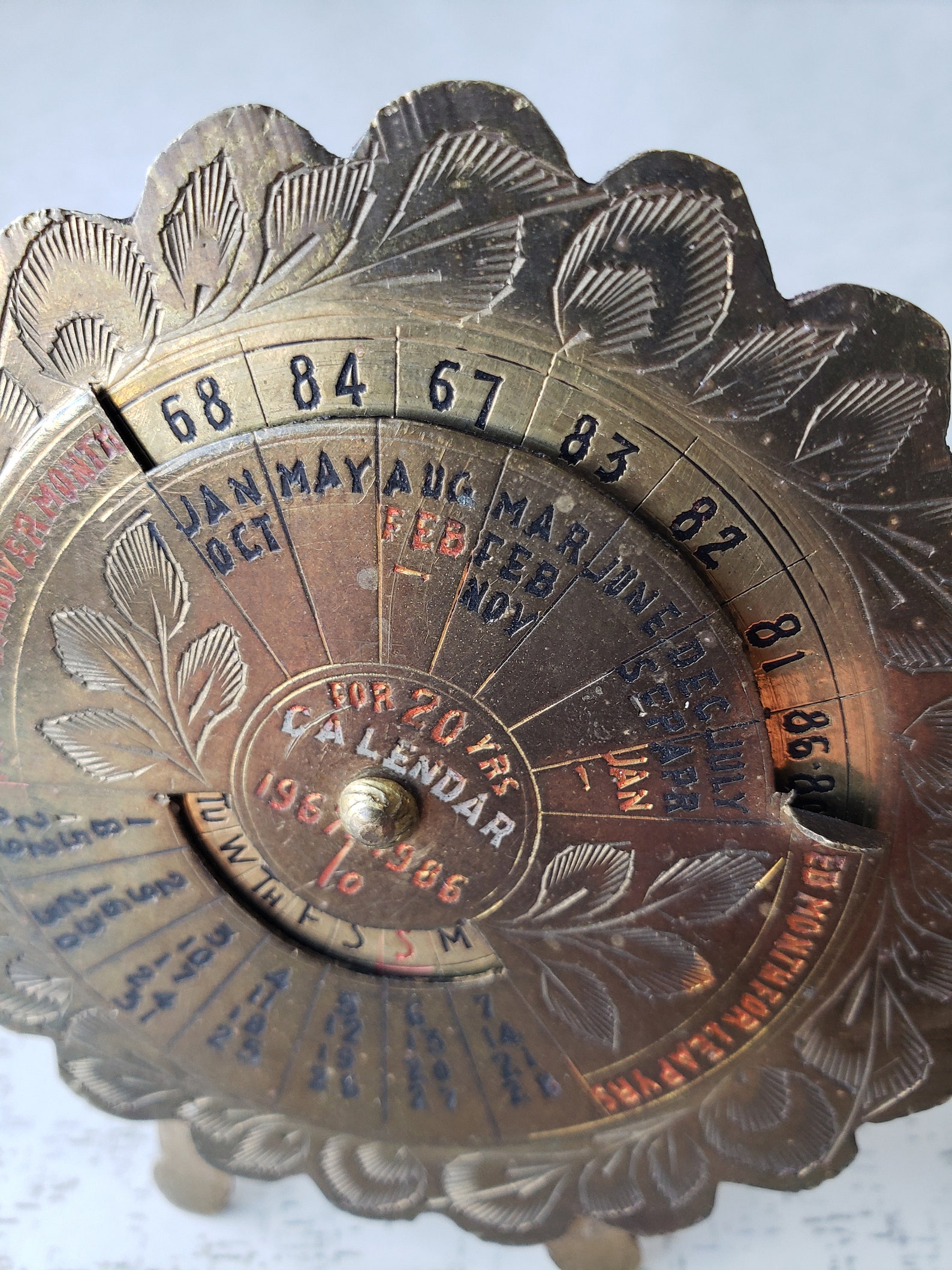 Vintage Brass Perpetual Calendar 20 Year Calendar with Stand. Etsy