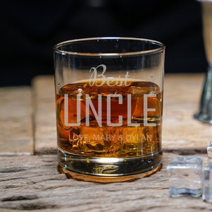 Best Uncle Whiskey Gift, Uncle Announcement, Custom Glasses, Bourbon Glass for Uncle, Christmas Gift for Him, Brother To Uncle Gift