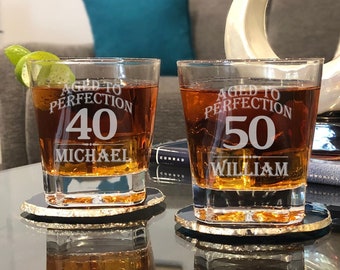 Personalized Whiskey Glass: Aged to Perfection Bourbon Gift