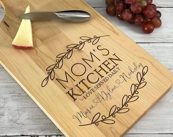 Personalized Charcuterie Board: Engraved Wood Cutting Board, Mom Gift