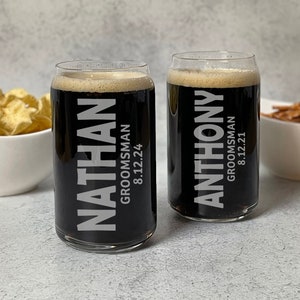 Beer Can Glass, Usher Beer Gift, Personalized Beer Glasses, Custom Beer Glass, Engraved Beer Glasses, Groomsmen Gift, Beer Gift