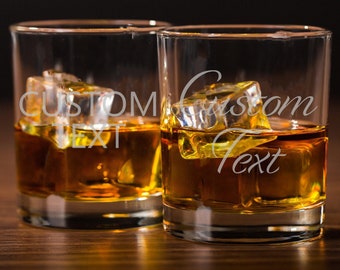Your Own Custom Text Personalized Whiskey Glass, Custom Whiskey, Etched Bourbon Glass, Engraved Custom Glassware