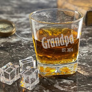 Gifts for Grandpa, Etched Whiskey Glass, Grandparents Bourbon Gift, Personalized Grandpa Gifts