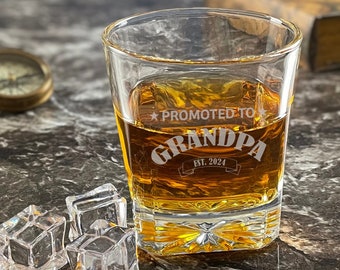 Engraved Whiskey Glass: Grandpa To Be Gift, Custom Bourbon Glass
