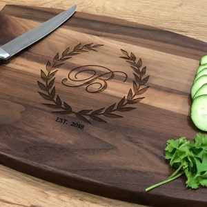 Walnut Cutting Board - Engagement Cutting Board - Personalized Wedding Gift - Realtor Marketing - Custom Cutting Board - Brides Gift