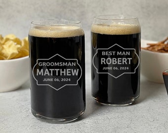 Beer Can Glass, Gifts for Groomsmen, Personalized Glasses, Custom Beer Glass, Engraved Beer Glasses, Gifts For Dad, Groomsman Gift