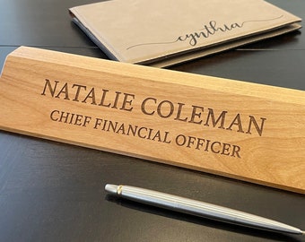 Wood Desk Nameplate, Personalized Office Name Plate, Executive Personalized Desk Name, Coworker Gift, Gift for Boss, Teacher Gift, Desk Sign