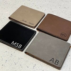 Cartera de hombre personalizada, Cartera grabada personalizada, Regalo de padrino, Regalo de Navidad, Cartera de cuero grabada, Regalo único para hombre, Regalo para él