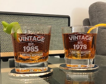 Personalized Whiskey Glass: Engraved Bourbon, 50th Birthday Gift