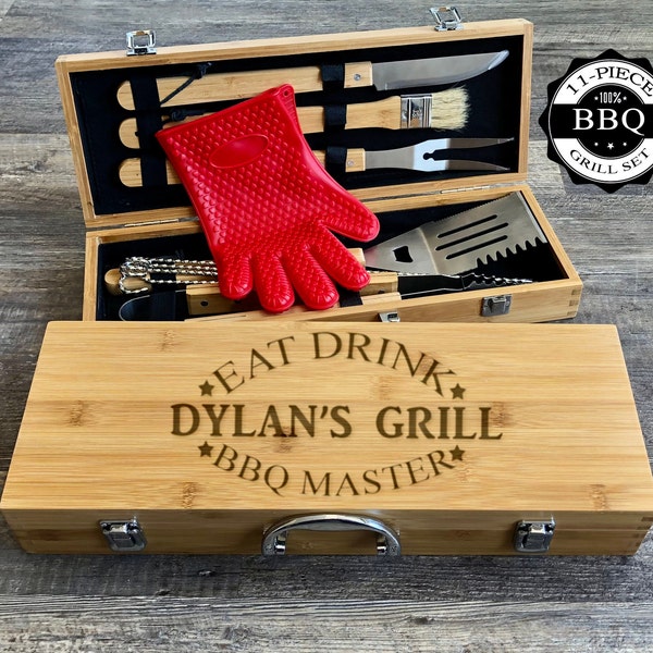 Engraved BBQ Set - BBQ Gift - Grilling Tools - Grill Set - Custom BBQ Set - Grill Master - Dad Gift - Personalized Grilling - Christmas Gift