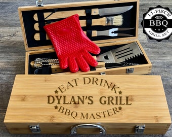 Engraved BBQ Set - BBQ Gift - Grilling Tools - Grill Set - Custom BBQ Set - Grill Master - Dad Gift - Personalized Grilling - Christmas Gift