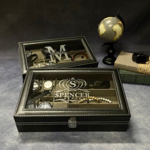 Watch Box for Men, Watch Case for Men, Personalized Watch Box, Husband Gift, Best Man Gift, Birthday Gifts, Gifts for Dad, Black Watch Box