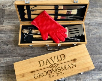 Custom Grill Set, Grill Tools, Engraved BBQ Set, Utensil Set, Grill Master Set, Groomsman Gift, BBQ Gift, Fathers Day Gift, Groomsmen Gifts