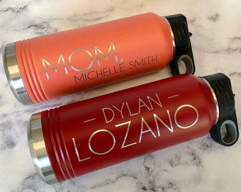 Personalized Insulated Water Bottle: Stainless Steel Sports Bottle with Straw