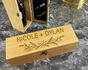 Wedding Wine Box, Wine Bottle Opener, Wine Box, Mothers Day Gift, Engraved Wine Box, Ceremony Wine Box, Personalized, Wedding Gift