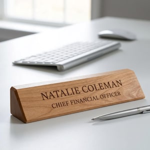 Personalized Wood Desk Nameplate | Engraved Office Sign