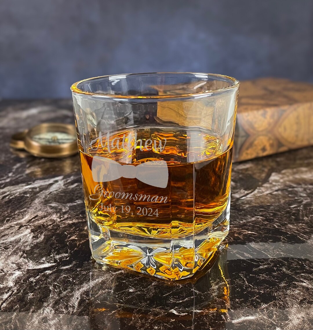 Square Whiskey Glasses for Bridal Party, Groomsman Favors, Best Man