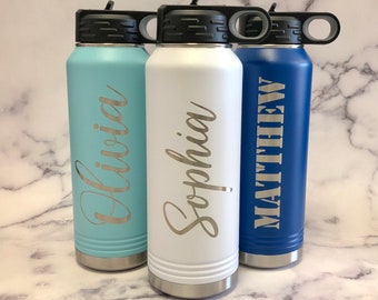 Personalized Stainless Steel Water Bottle: Engraved 32oz Insulated Bottle