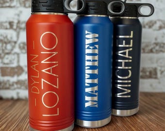 32 oz Insulated Water Bottle – Personalized Stainless Steel Flip-Top with Straw