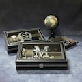 Personalized Black Leatherette Watch Box - Glass Top Display Case