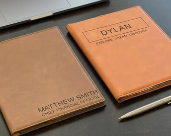 Personalized Leatherette Portfolio with Notepad | Engraved Business Gift