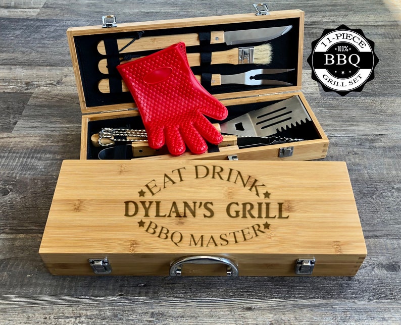 Engraved BBQ Set - BBQ Gift - Grilling Tools - Grill Set - Custom BBQ Set - Grill Master - Dad Gift - Personalized Grilling - Christmas Gift