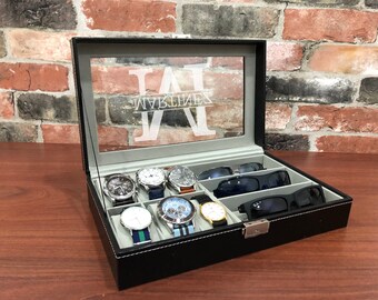 Watch Box - Personalized Watch Box - Watch Box for Men - Groomsman Gift - Best Man Gift - Watch Case - Father's Day Gift - Black Watch Box