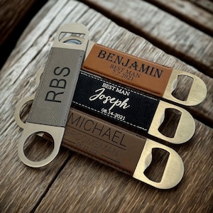 Leatherette Bottle Opener – Personalized Engraved Beer Opener