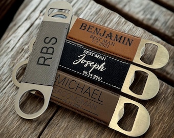 Leatherette Bottle Opener – Personalized Engraved Beer Opener