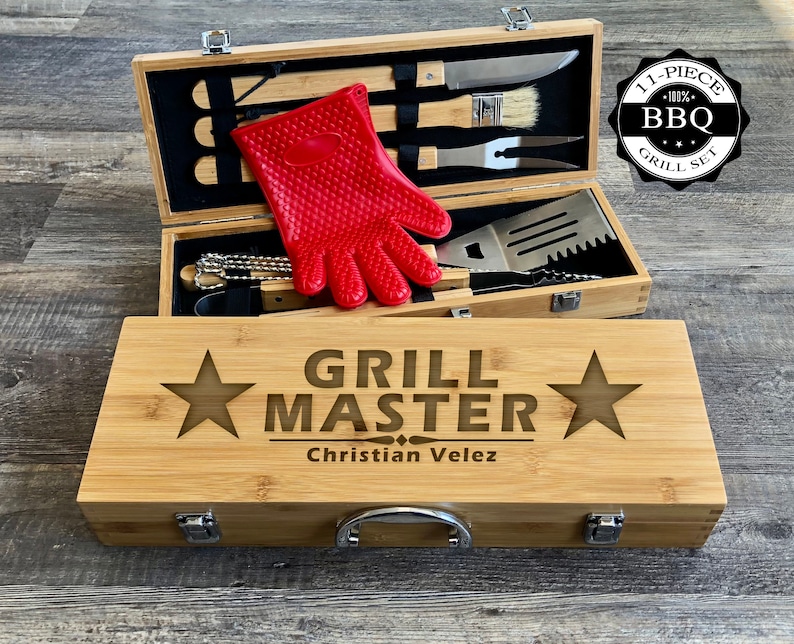 BBQ Set, Custom Grill Set, Personalized BBQ Set, Grill Set, Custom BBQ Set, Grill Master, Dad Gift, Personalized Grilling, Fathers Day Gift