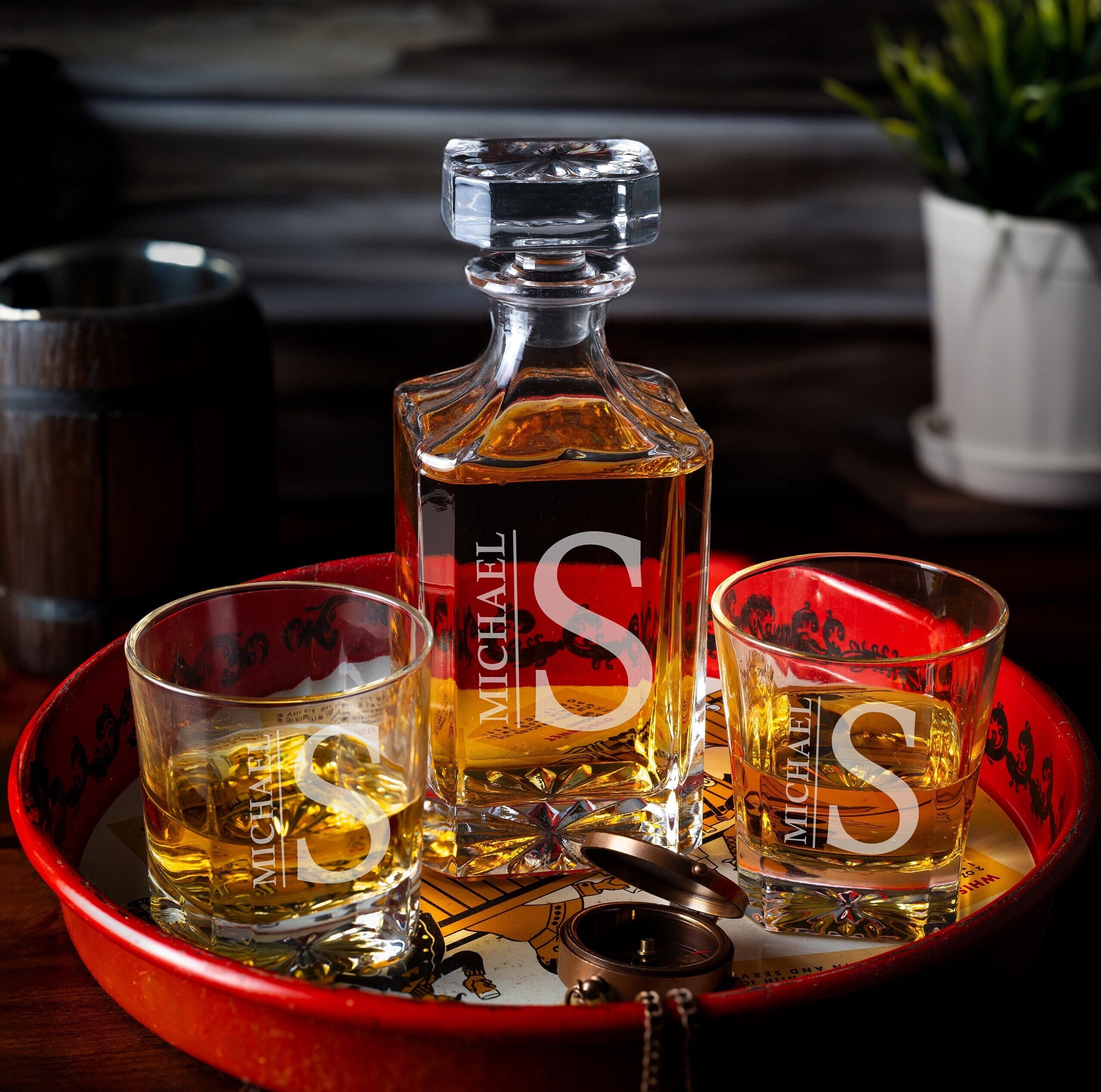 Whiskey Decanter Set With Glasses - Prestigious Whiskey Set With 25oz - View #7